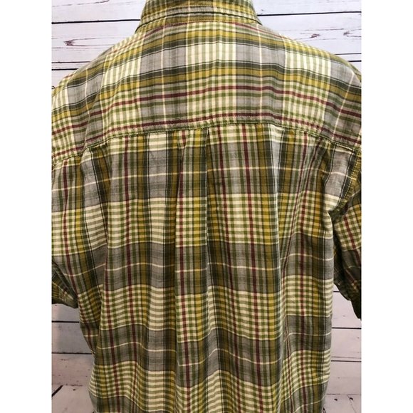 Woolrich Large Plaid Mens short sleeve button front shirt Woolen Mills Cotton - Picture 8 of 9